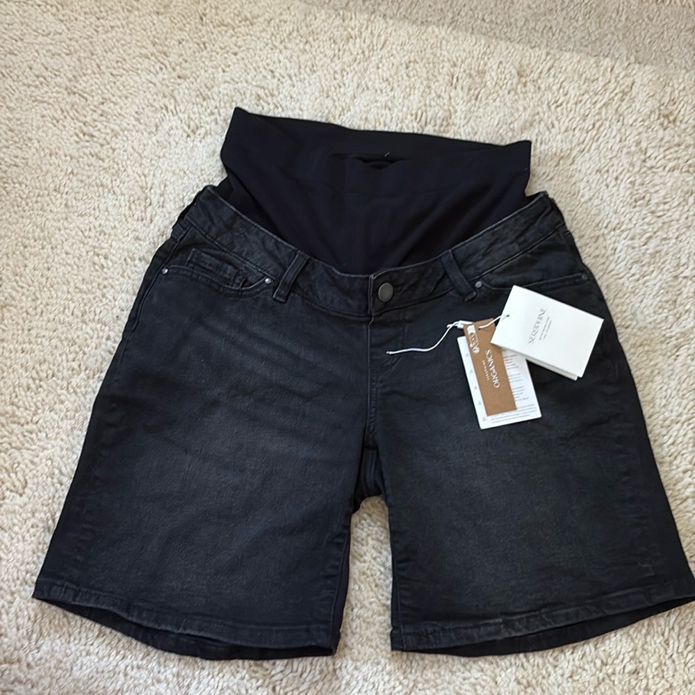 Seraphine Over the Bump Denim Maternity Shorts - Picture 8 of 14
